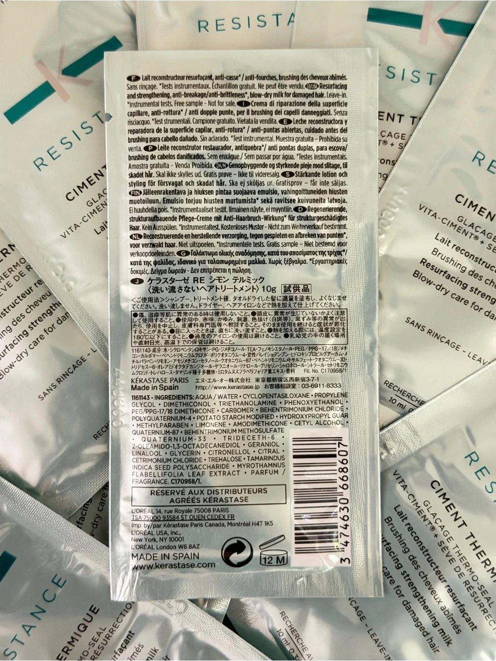10pk/ 10ml each Resistance Ciment Thermique Resurfacing Strengthening Milk -